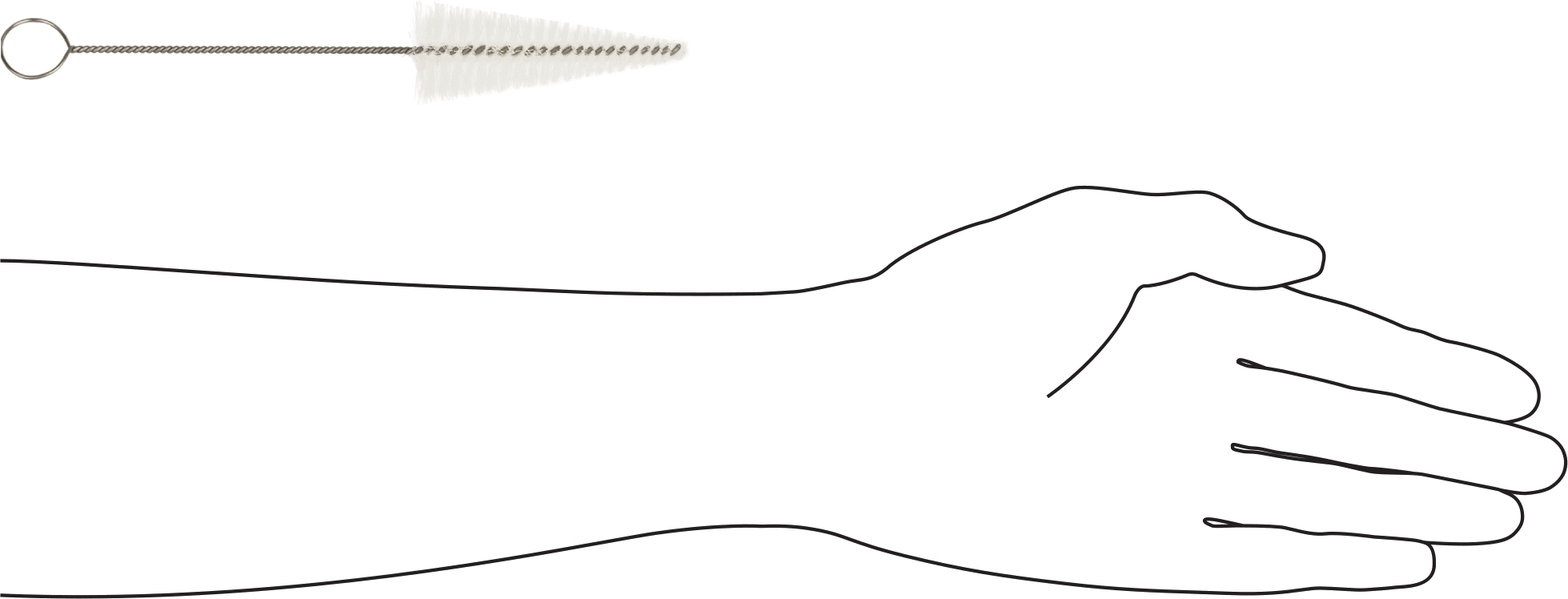 Şişe Fırçası, 1/4“ - 1/2” Çap x 3" Uzunlukta Fırça, 7" Toplam Uzunluk