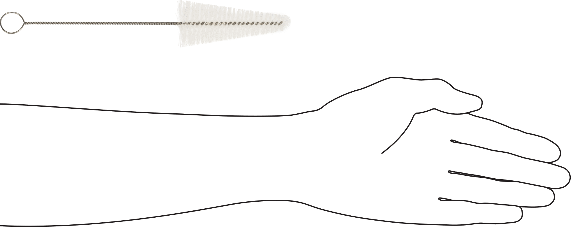 Şişe Fırçası, 3/8“ - 1-1/2” Çap x 3-1/2" Uzunlukta Fırça, 9" Toplam Uzunluk