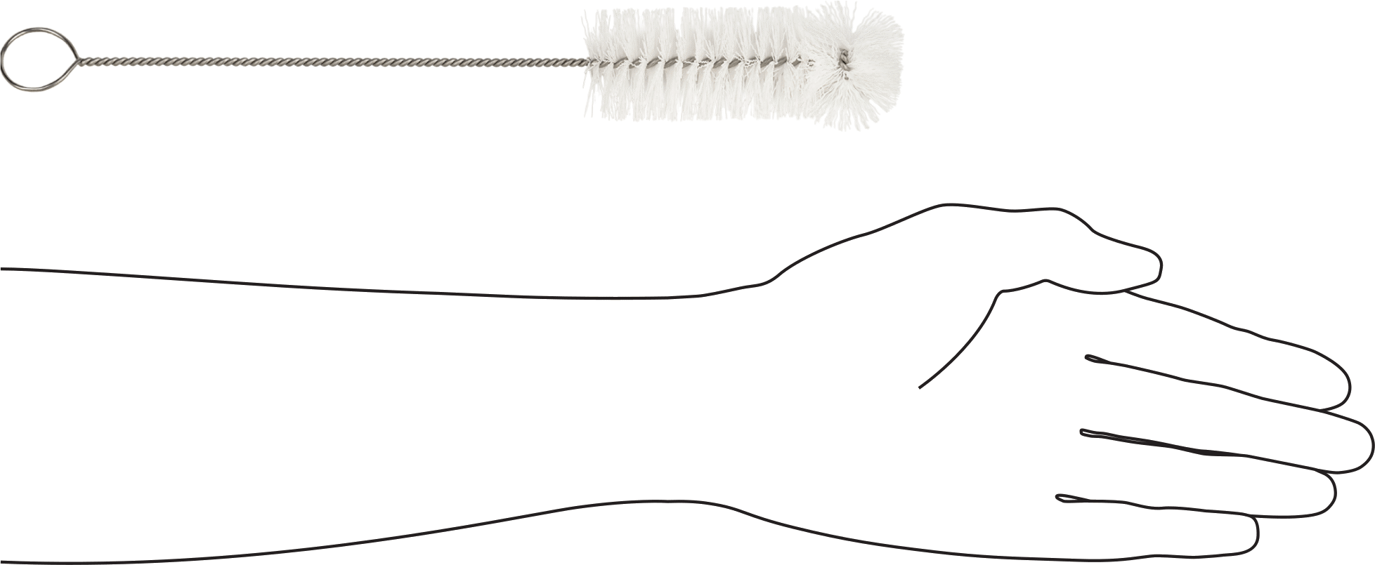 Şişe Fırçası, 1-3/8“ Çap x 4” Uzunlukta Fırça, 11-1/2" Toplam Uzunluk
