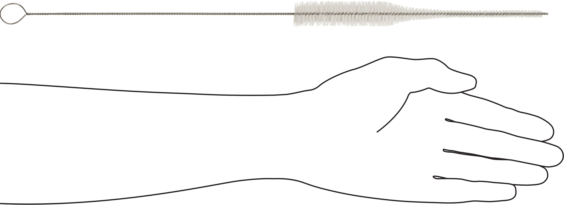Şişe Fırçası, 1/4“ - 3/4” Çap x 7-1/2" Uzunlukta Fırça, 17" Toplam Uzunluk