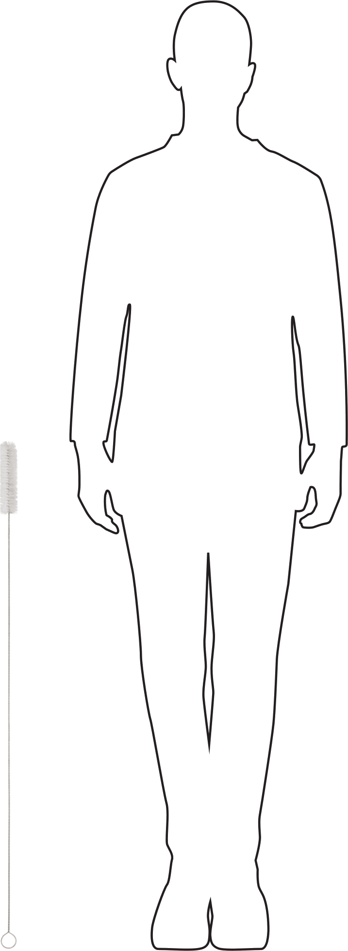Şişe Fırçası, 1-1/4“ Çap x 5-1/4” Uzun Fırça, 36" Toplam Uzunluk