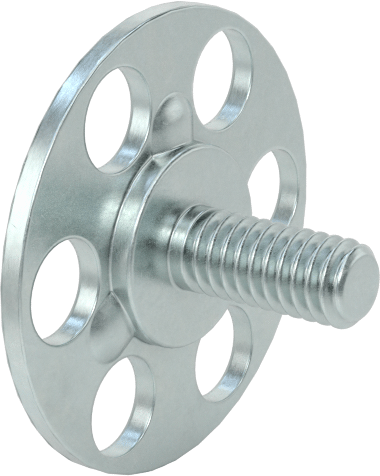Yapışkan Hazır Saplamalar, Çinko Kaplı Çelik, 8-32 Diş, 3/8" Uzunluk, 29/32" Çaplı Taban