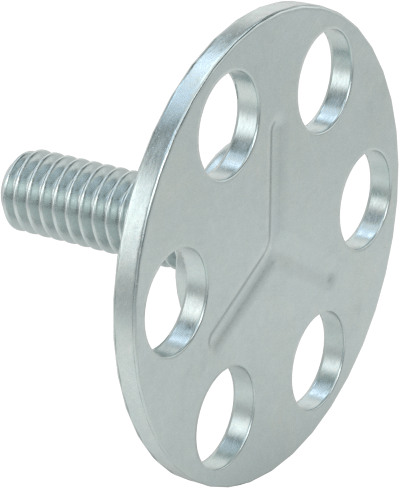 Yapışkan Hazır Saplamalar, Çinko Kaplı Çelik, 8-32 Diş, 1/2" Uzunluk, 29/32" Çaplı Taban