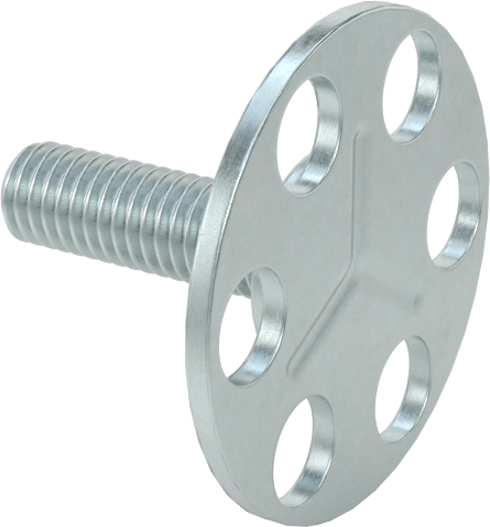 Yapışkan Hazır Saplamalar, Çinko Kaplı Çelik, 10-32 Diş, 5/8" Uzunluk, 29/32" Çaplı Taban