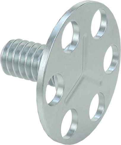 Yapışkan Hazır Saplamalar, Çinko Kaplı Çelik, 1/4"-20 Diş, 1/2" Uzunluk, 29/32" Çaplı Taban