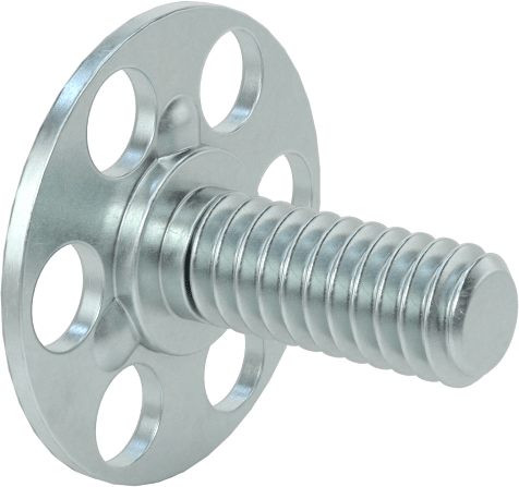 Yapışkan Hazır Saplamalar, Çinko Kaplı Çelik, 1/4"-20 Diş, 5/8" Uzunluk, 29/32" Çaplı Taban