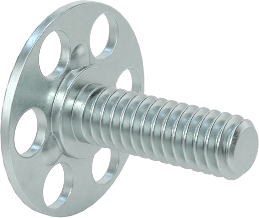 Yapışkan Hazır Saplamalar, Çinko Kaplı Çelik, 1/4"-20 Diş, 3/4" Uzunluk, 29/32" Çaplı Taban