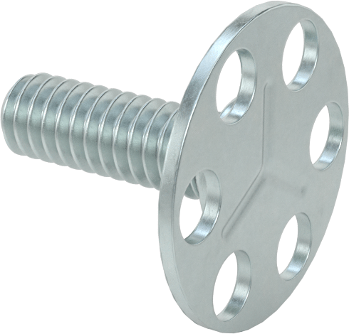 Yapışkan Hazır Saplamalar, Çinko Kaplı Çelik, 1/4"-20 Diş, 3/4" Uzunluk, 29/32" Çaplı Taban