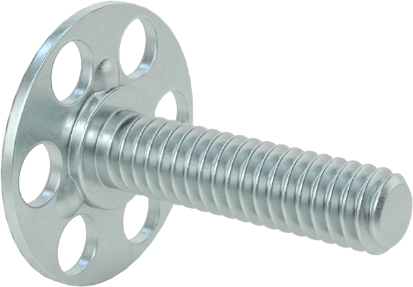 Yapışkan Hazır Saplamalar, Çinko Kaplı Çelik, 1/4"-20 Diş, 1" Uzunluk, 29/32" Çaplı Taban