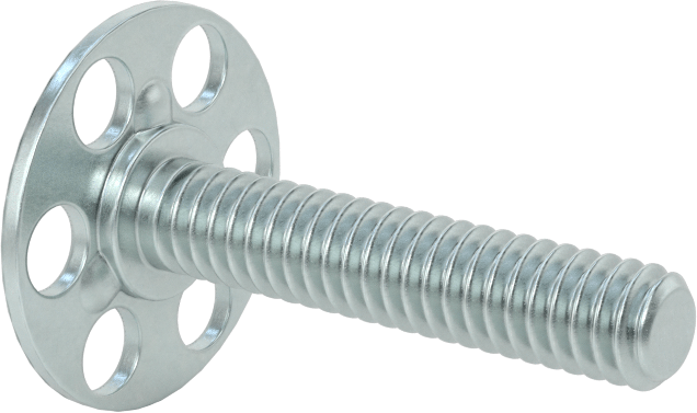 Yapışkan Hazır Saplamalar, Çinko Kaplı Çelik, 1/4"-20 Diş, 1-1/4" Uzunluk, 29/32" Çaplı Taban