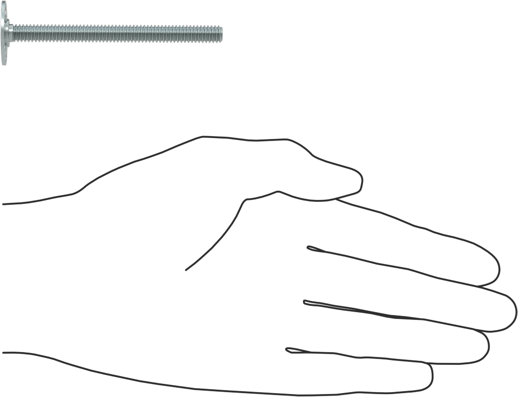 Yapışkan Hazır Saplamalar, Çinko Kaplı Çelik, 1/4"-20 Diş, 3" Uzunluk, 29/32" Çaplı Taban