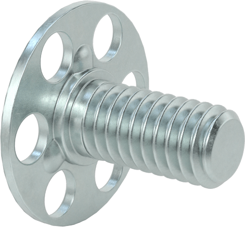 Yapışkan Hazır Saplamalar, Çinko Kaplı Çelik, 5/16"-18 Diş, 5/8" Uzunluk, 29/32" Çaplı Taban
