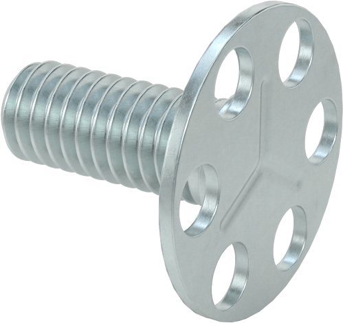 Yapışkan Hazır Saplamalar, Çinko Kaplı Çelik, 5/16"-18 Diş, 3/4" Uzunluk, 29/32" Çaplı Taban