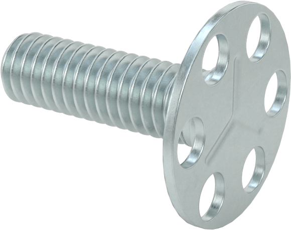 Yapışkan Hazır Saplamalar, Çinko Kaplı Çelik, 5/16"-18 Diş, 1" Uzunluk, 29/32" Çaplı Taban