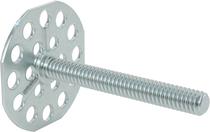 Yapışkan Hazır Saplamalar, Çinko Kaplı Çelik, 1/4"-20 Diş, 2" Uzunluk, 1-1/2" Çaplı Taban