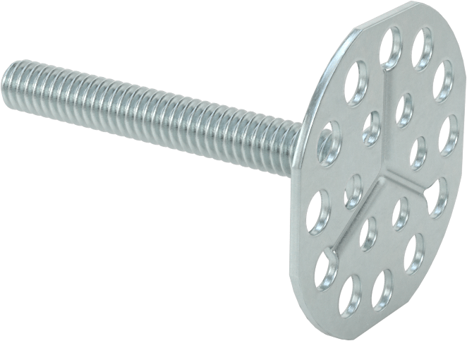 Yapışkan Hazır Saplamalar, Çinko Kaplı Çelik, 1/4"-20 Diş, 2" Uzunluk, 1-1/2" Çaplı Taban