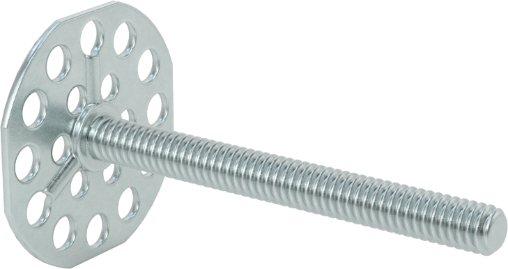 Yapışkan Hazır Saplamalar, Çinko Kaplı Çelik, 1/4"-20 Diş, 2-1/2" Uzunluk, 1-1/2" Çaplı Taban