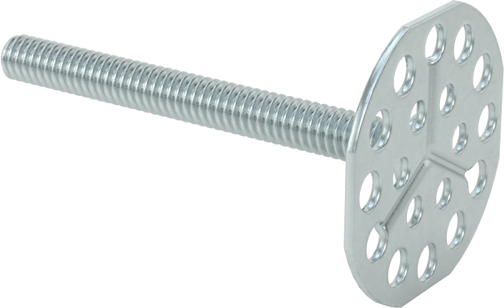 Yapışkan Hazır Saplamalar, Çinko Kaplı Çelik, 1/4"-20 Diş, 2-1/2" Uzunluk, 1-1/2" Çaplı Taban