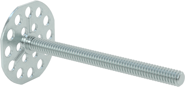 Yapışkan Hazır Saplamalar, Çinko Kaplı Çelik, 1/4"-20 Diş, 3" Uzunluk, 1-1/2" Çaplı Taban