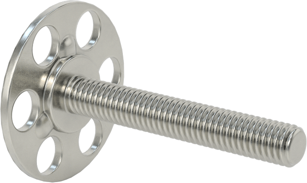 Yapışkan Hazır Saplamalar, 316 Paslanmaz Çelik, 10-32 Diş, 1-1/4" Uzunluk, 29/32" Çaplı Taban