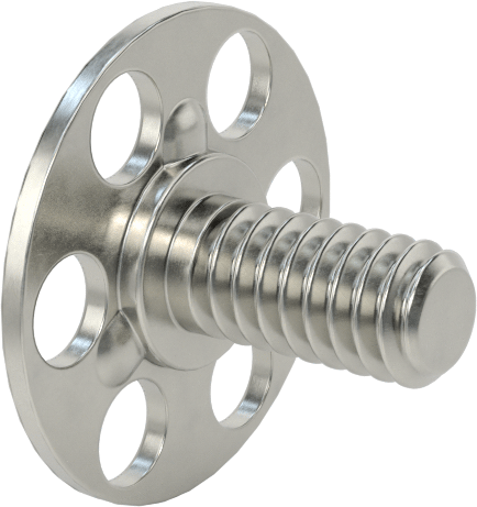 Yapışkan Hazır Saplamalar, 316 Paslanmaz Çelik, 1/4"-20 Diş, 1/2" Uzunluk, 29/32" Çaplı Taban