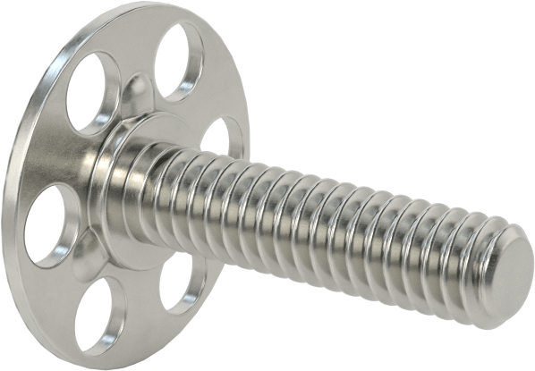 Yapışkan Hazır Saplamalar, 316 Paslanmaz Çelik, 1/4"-20 Diş, 1" Uzunluk, 29/32" Çap