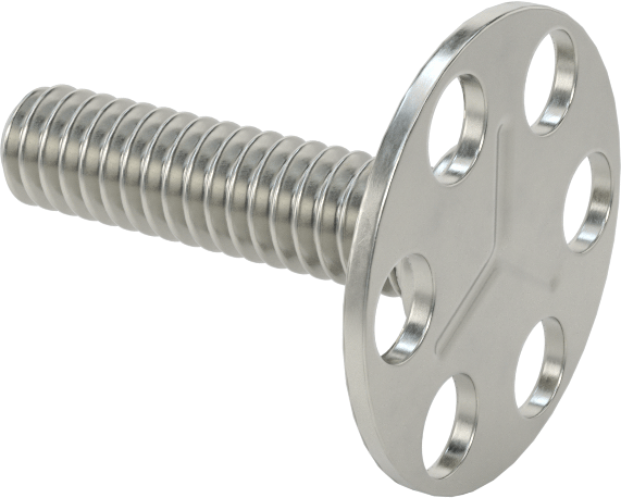 Yapışkan Hazır Saplamalar, 316 Paslanmaz Çelik, 1/4"-20 Diş, 1" Uzunluk, 29/32" Çap