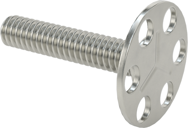 Yapışkan Hazır Saplamalar, 316 Paslanmaz Çelik, 1/4"-20 Diş, 1-1/4" Uzunluk, 29/32" Çaplı Taban