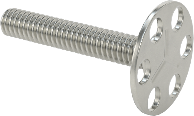 Yapışkan Hazır Saplamalar, 316 Paslanmaz Çelik, 1/4"-20 Diş, 1-1/2" Uzunluk, 29/32" Çaplı Taban