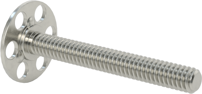Yapışkan Hazır Saplamalar, 316 Paslanmaz Çelik, 1/4"-20 Diş, 2" Uzunluk, 29/32" Çap