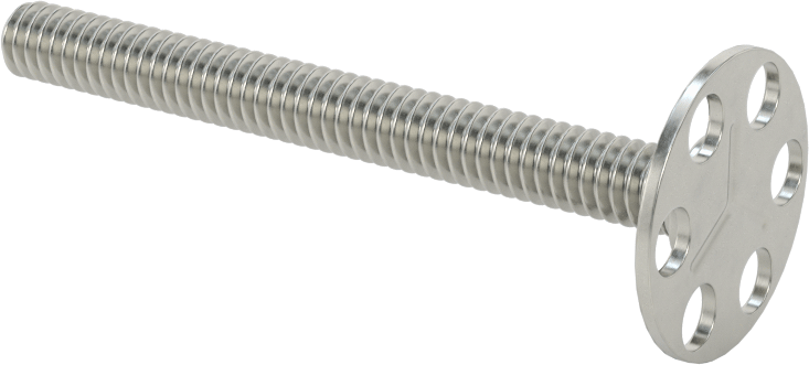 Yapışkan Hazır Saplamalar, 316 Paslanmaz Çelik, 1/4"-20 Diş, 2-1/2" Uzunluk, 29/32" Çaplı Taban