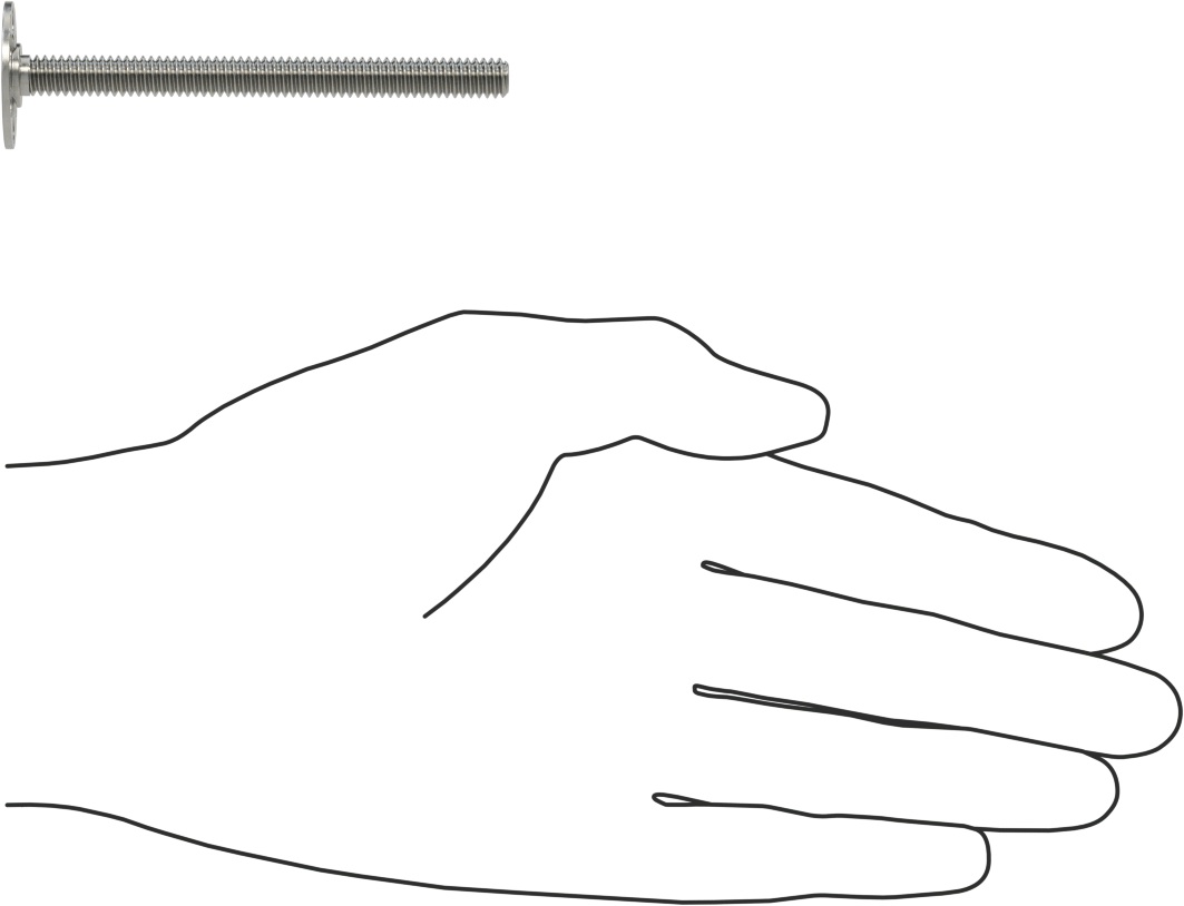 Yapışkan Hazır Saplamalar, 316 Paslanmaz Çelik, 1/4"-20 Diş, 3" Uzunluk, 29/32" Çap
