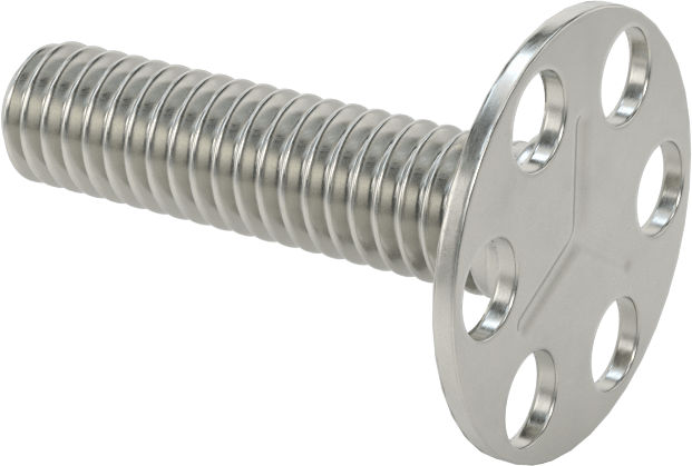 Yapışkan Hazır Saplamalar, 316 Paslanmaz Çelik, 5/16"-18 Diş, 1-1/4" Uzunluk, 29/32" Çaplı Taban