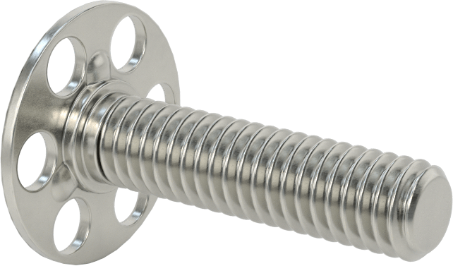 Yapışkan Hazır Saplamalar, 316 Paslanmaz Çelik, 5/16"-18 Diş, 1-1/4" Uzunluk, 29/32" Çaplı Taban