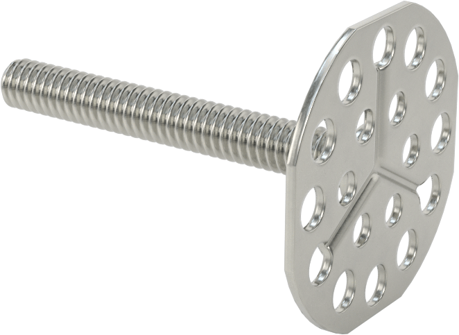 Yapışkan Hazır Saplamalar, 316 Paslanmaz Çelik, 1/4"-20 Diş, 2" Uzunluk, 1-1/2" Çap