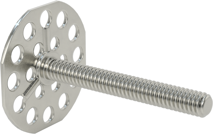 Yapışkan Hazır Saplamalar, 316 Paslanmaz Çelik, 1/4"-20 Diş, 2" Uzunluk, 1-1/2" Çap