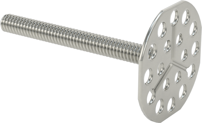 Yapışkan Hazır Saplamalar, 316 Paslanmaz Çelik, 1/4"-20 Diş, 2-1/2" Uzunluk, 1-1/2" Çaplı Taban