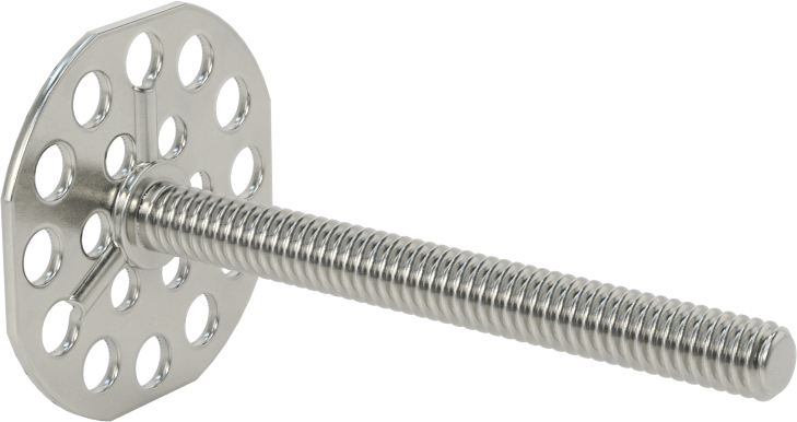 Yapışkan Hazır Saplamalar, 316 Paslanmaz Çelik, 1/4"-20 Diş, 2-1/2" Uzunluk, 1-1/2" Çaplı Taban