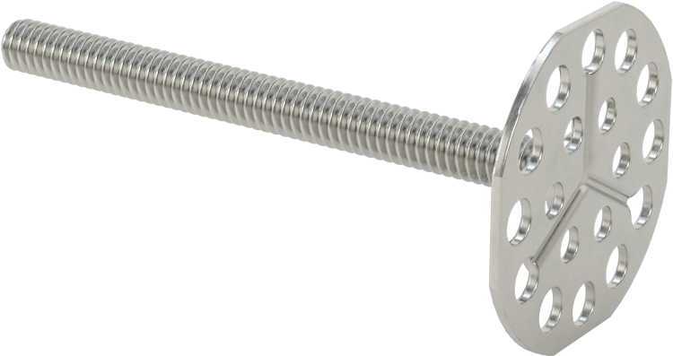 Yapışkan Hazır Saplamalar, 316 Paslanmaz Çelik, 1/4"-20 Diş, 3" Uzunluk, 1-1/2" Çap