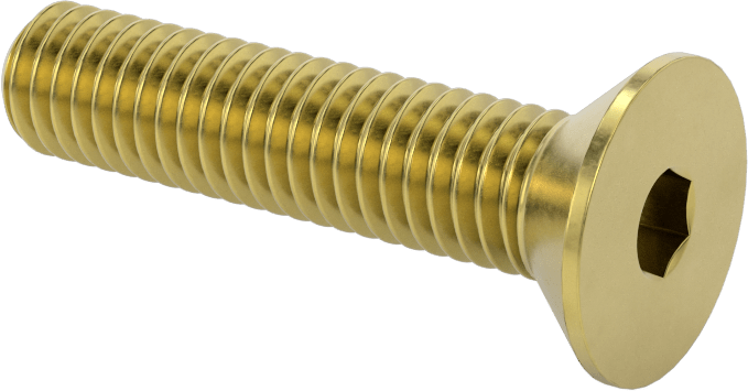 Pirinç Altıgen Soketli Düz Başlı Vida, 3/8"-16 Diş Boyutu, 1-3/4" Uzunluk