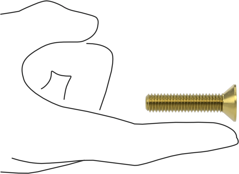 Pirinç Altıgen Soketli Düz Başlı Vida, 3/8"-16 Diş Boyutu, 1-3/4" Uzunluk
