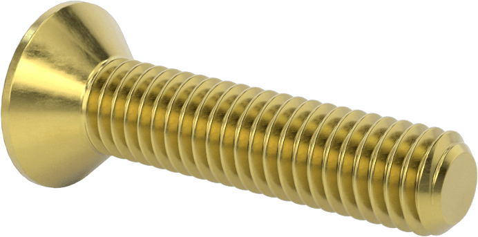 Pirinç Altıgen Soketli Düz Başlı Vida, 3/8"-16 Diş Boyutu, 1-3/4" Uzunluk