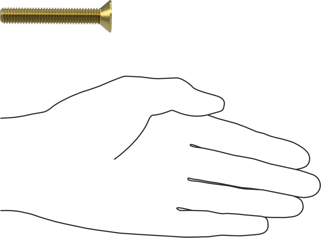 Pirinç Altıgen Soketli Düz Başlı Vida, 3/8"-16 Diş Boyutu, 2-1/2" Uzunluk
