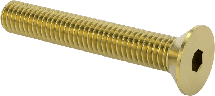 Pirinç Altıgen Soketli Düz Başlı Vida, 3/8"-16 Diş Boyutu, 2-1/2" Uzunluk