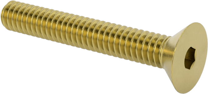 Pirinç Altıgen Soketli Düz Başlı Vida, 1/4"-20 Diş Boyutu, 1-3/4" Uzunluk