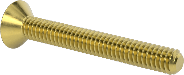 Pirinç Altıgen Soketli Düz Başlı Vida, 1/4"-20 Diş Boyutu, 2" Uzunluk