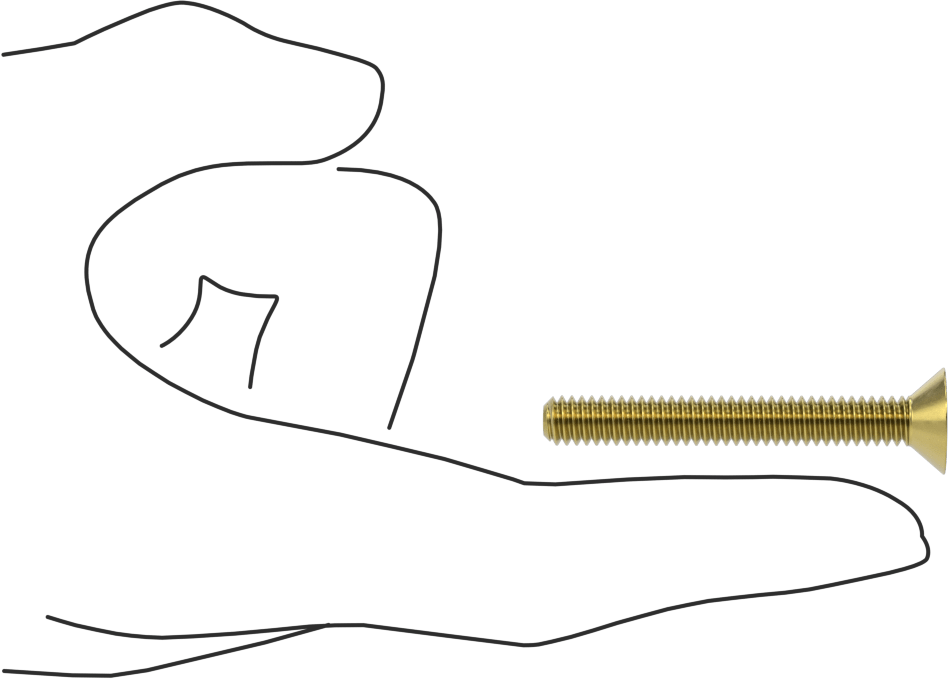 Pirinç Altıgen Soketli Düz Başlı Vida, 1/4"-20 Diş Boyutu, 2" Uzunluk