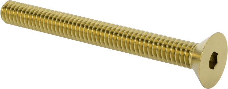 Pirinç Altıgen Soketli Düz Başlı Vida, 1/4"-20 Diş Boyutu, 2-1/2" Uzunluk