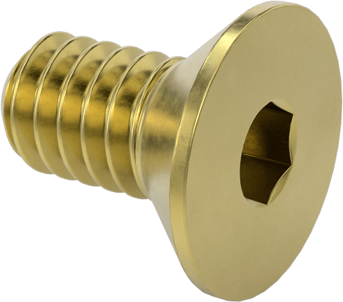 Pirinç Altıgen Soketli Düz Başlı Vida, 1/4"-20 Diş Boyutu, 1/2" Uzunluk