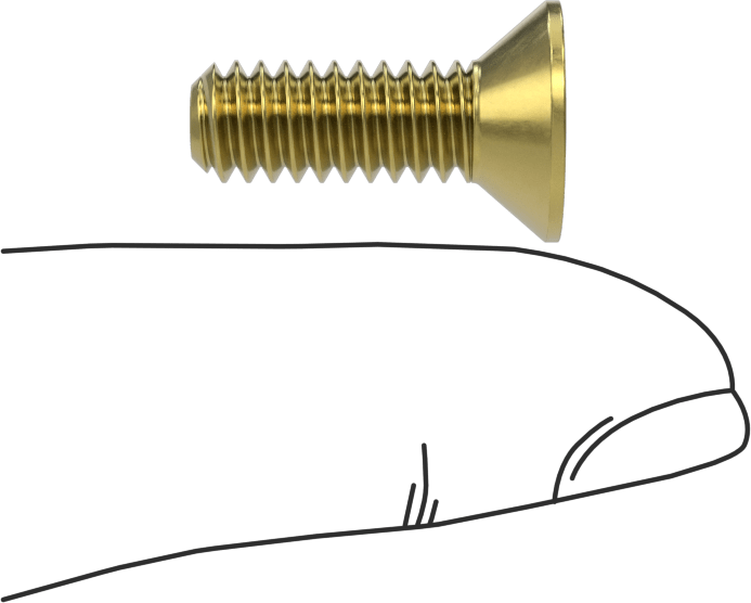 Pirinç Altıgen Soketli Düz Başlı Vida, 1/4"-20 Diş Boyutu, 3/4" Uzunluk